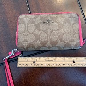 Coach Pink & Tan Wristlet